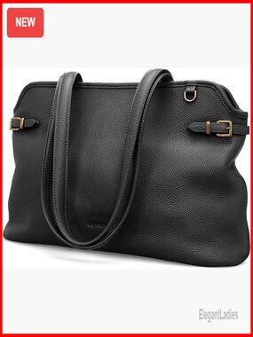 Genuine Leather Tote Bag Medium Size Work Satchel Shoulder Handbag